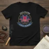 Zen Flow Lotus Power t-shirt design featuring a pink and blue lotus flower in a circle with water below