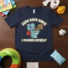 Zero Days Since I Pooped Myself funny toilet t-shirt with cartoon character and brown swirl graphic