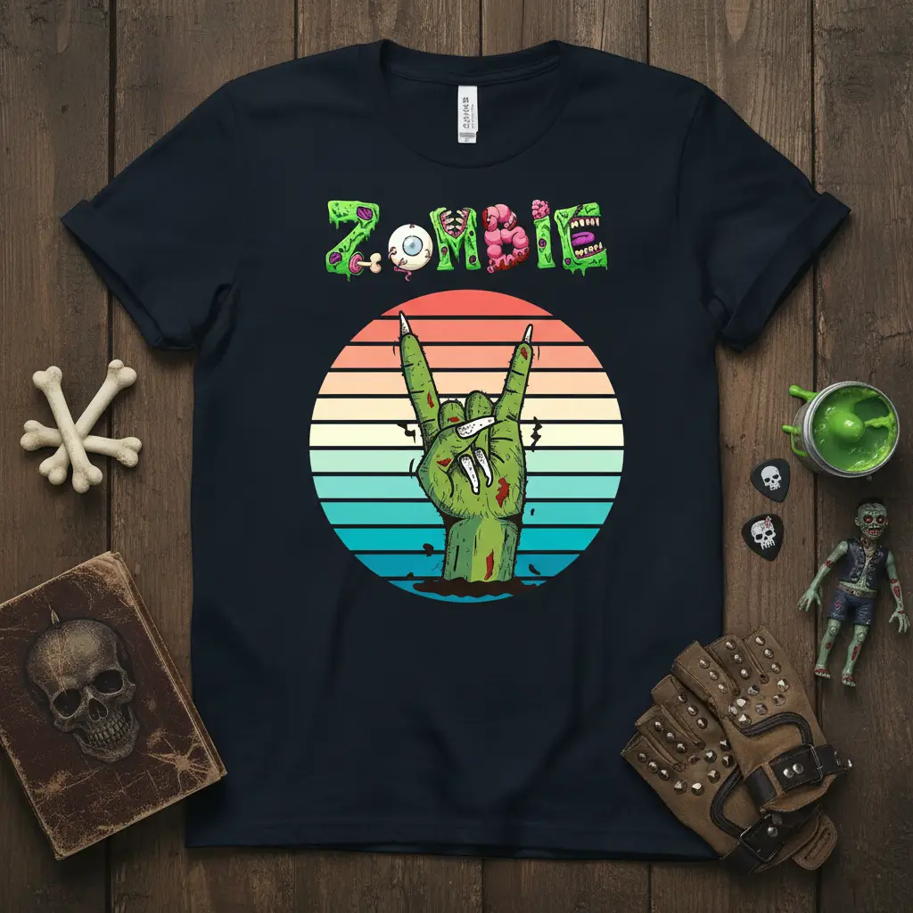 Zombie Rock Hand T-Shirt Spooky Halloween Gift