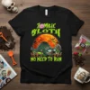 Zombie Sloth NO NEED TO RUN T-Shirt with a graphic of a zombie sloth in a graveyard under a full