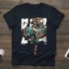 ZUZH ZIMELUP NAY SHIOI ZSHIM tee with a cyberpunk urban samurai design, featuring a female warrior in action