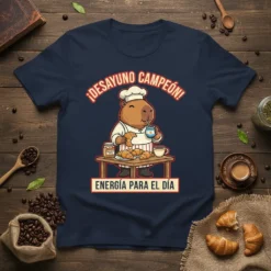 ¡DESAYUNO CAMPEÓN! ENERGÍA PARA EL DÍA eye-catching graphic design printed on comfortable cotton t-shirt
