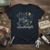 #Doubledigits birthday t-shirt with a number 10, rocket, and constellation design, navy blue color