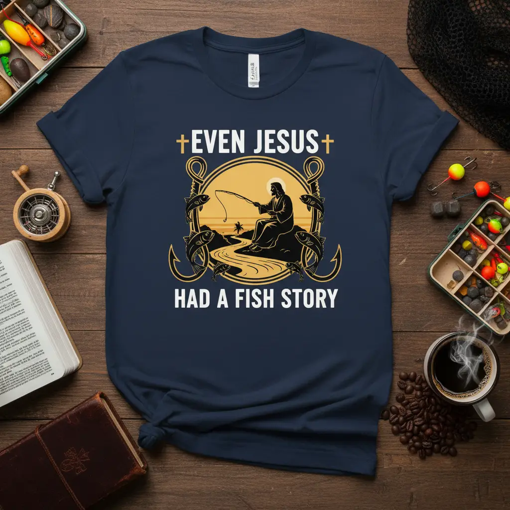 +even Jesus+ Had a Fish Story T-Shirt for Fishermen