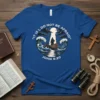 "It Is I, Do Not Be Afraid" John 6:20 t-shirt design showing a figure in a boat amidst stormy waves