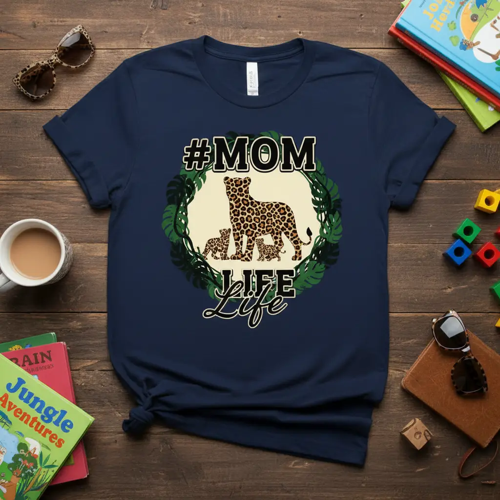 #mom Life Leopard Mom T-Shirt Fun Animal Print Gift