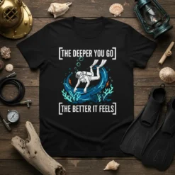 [THE DEEPER YOU GO text design featuring detailed typography on quality t-shirt