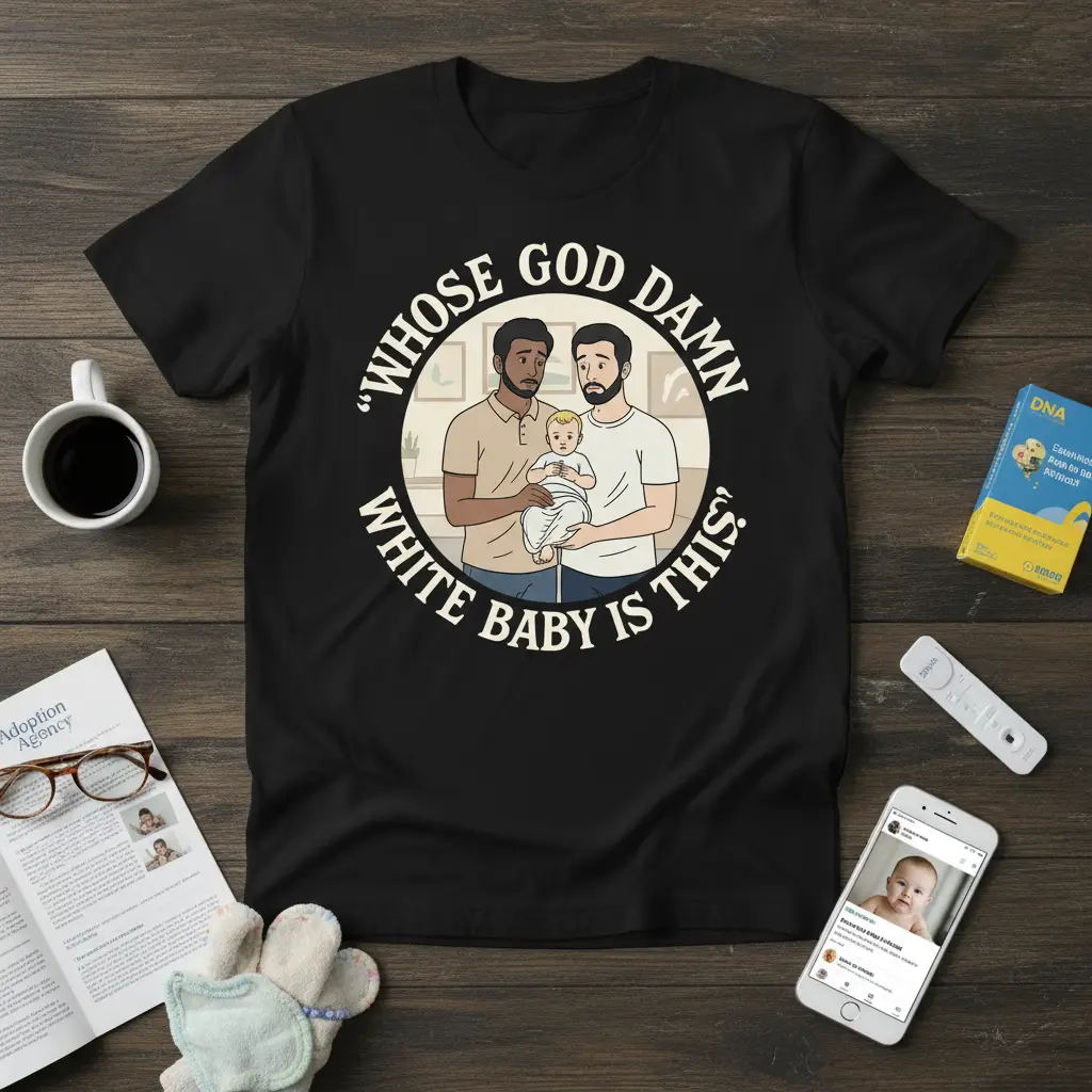 “whose God Damn White Baby Is This?” Quote T-Shirt Gay Dad Gift