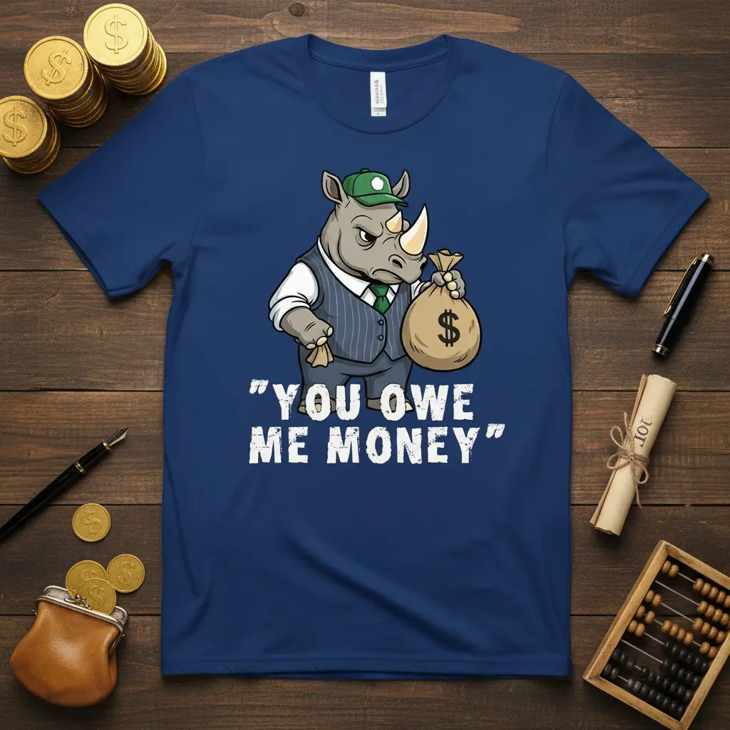 “you Owe Me Money” Rhino T-Shirt Funny Business Gift