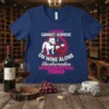 T-shirt with text "A woman cannot survive on wine alone she also needs a American Pitbull Terrier" and graphic of