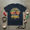 T-shirt with text "All Dogs Were Created Equal Then God Made Pitbull" and a Pitbull dog graphic, sunset background