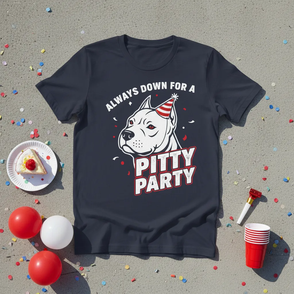 Always Down for a Pitty Party T-Shirt Fun Dog Lover Gift