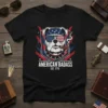 American Badass Est 1776 bulldog wearing sunglasses and bandana, holding a cigar, on a t-shirt