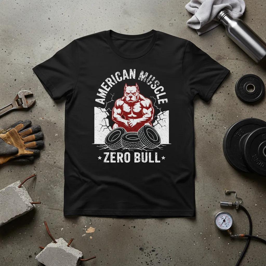 American Muscle Zero Bull Pitbull T-Shirt Gym Gift