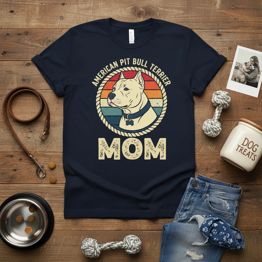 American Pit Bull Terrier Mom T-Shirt Dog Lover Gift