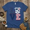 American Pitbull Terrier LOVE t-shirt design with a dog wearing sunglasses and patriotic flag elements