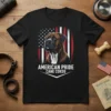 American Pride Cane Corso T-Shirt with a detailed illustration of a Cane Corso dog against the American flag