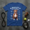 Anatomy of a Pitbull T-Shirt design showing a dog with humorous labels like 'Snack Detector' and 'Golden Heart'
