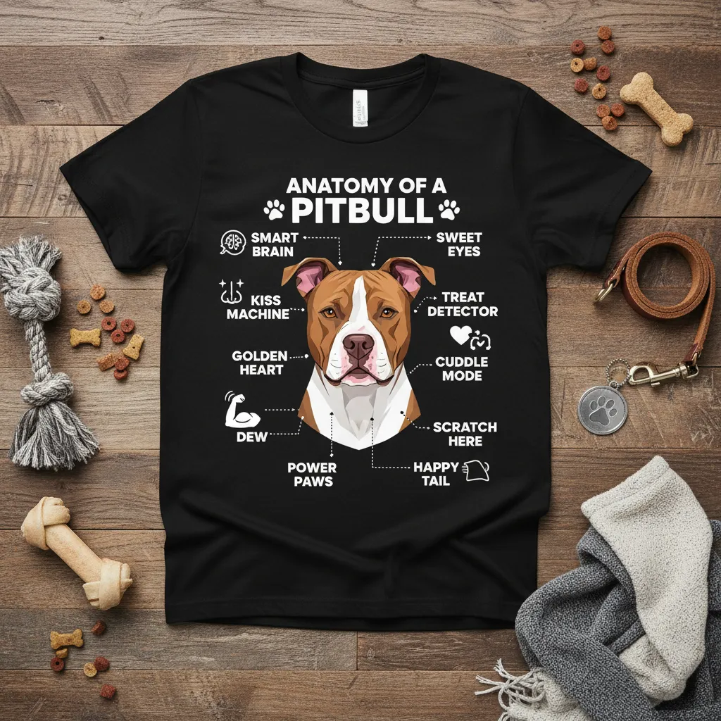 Anatomy of a Pitbull Dog Lover T-Shirt Funny Pet Gift