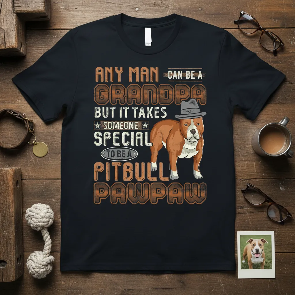 Any Man Can Be a Grandpa Pitbull Pawpaw T-Shirt