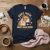 Navy blue t-shirt with "Best Mom Ever" text and a pitbull dog illustration surrounded by hearts