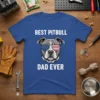 Best Pitbull Dad Ever t-shirt with a pitbull wearing American flag sunglasses and patriotic text