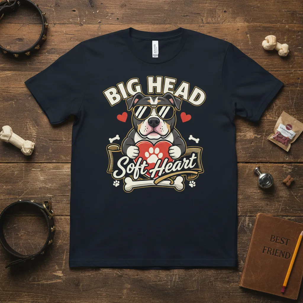 Big Head Soft Heart Dog Lover T-Shirt Valentine Gift