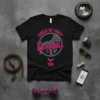 Black t-shirt with pink text "Circle of Trust My Pitbull You" and a graphic of a pitbull dog