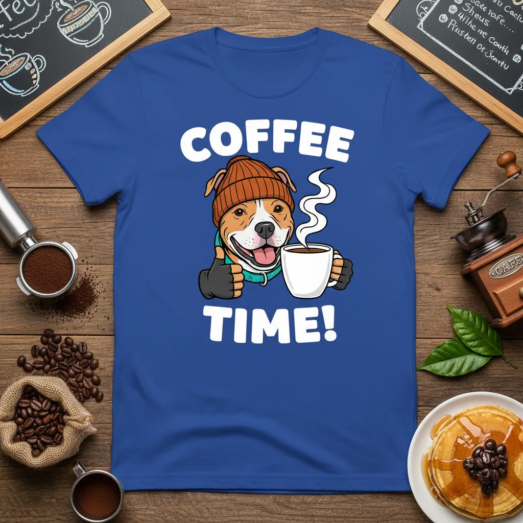 Coffee Time! Pitbull Dog Lover T-Shirt Funny Gift