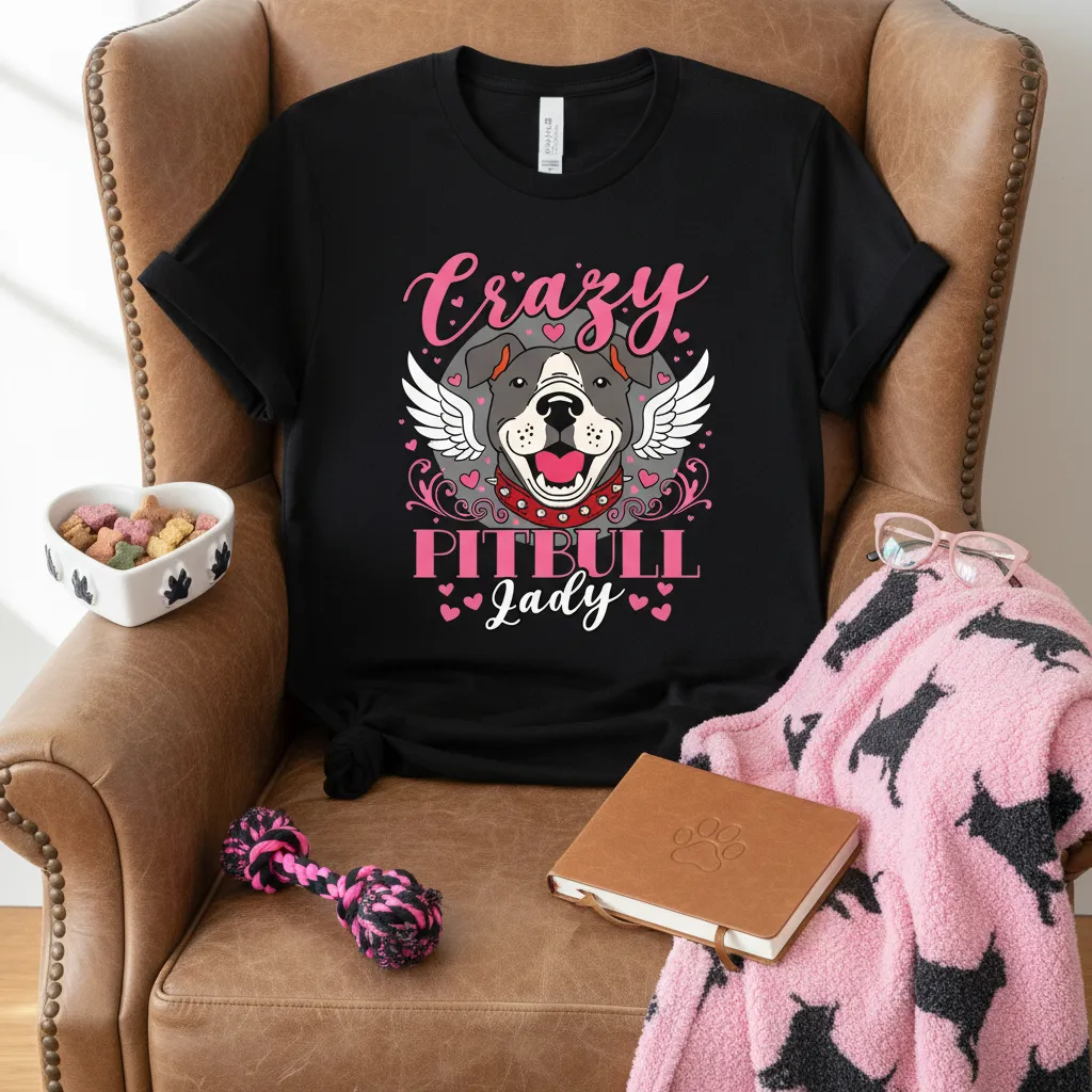 Crazy Pitbull Lady T-Shirt Funny Dog Mom Gift Idea