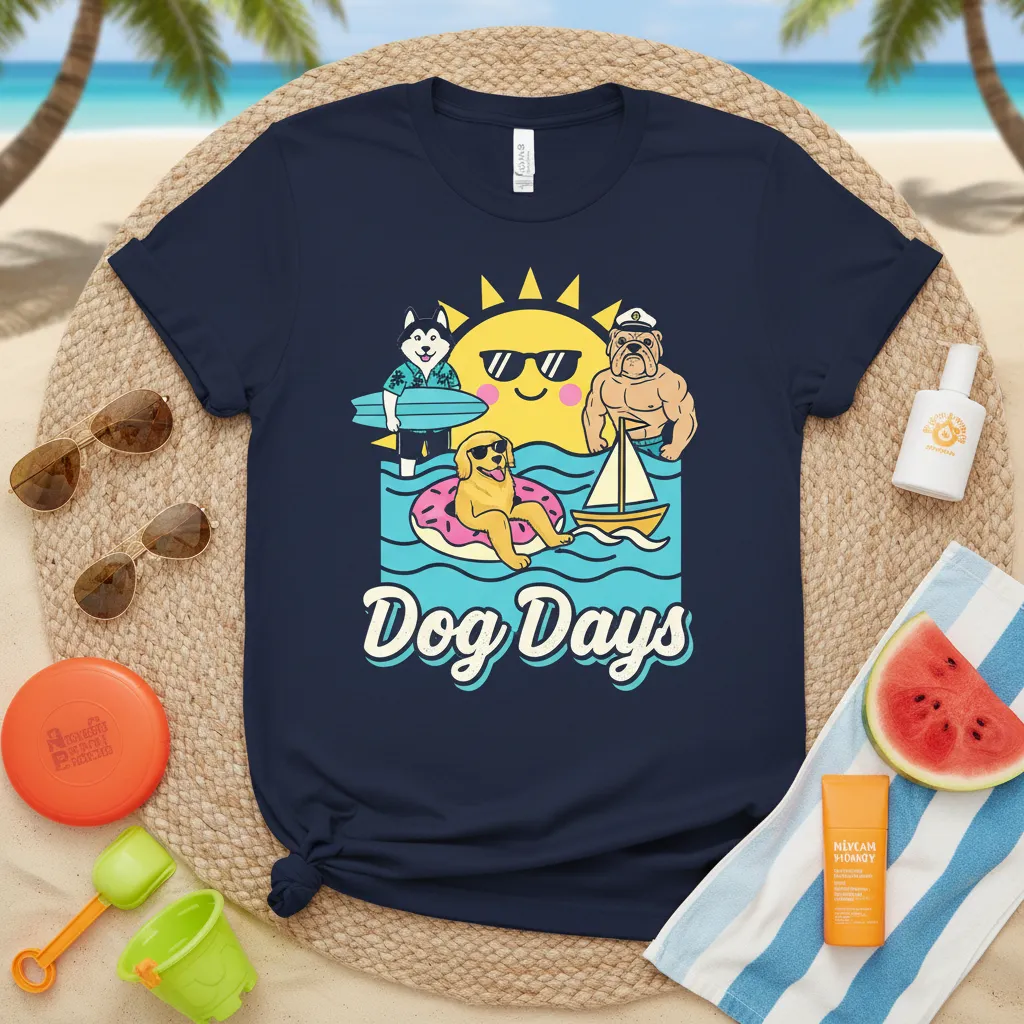 Dog Days Summer Vibes T-Shirt Fun Beach Dog Gift