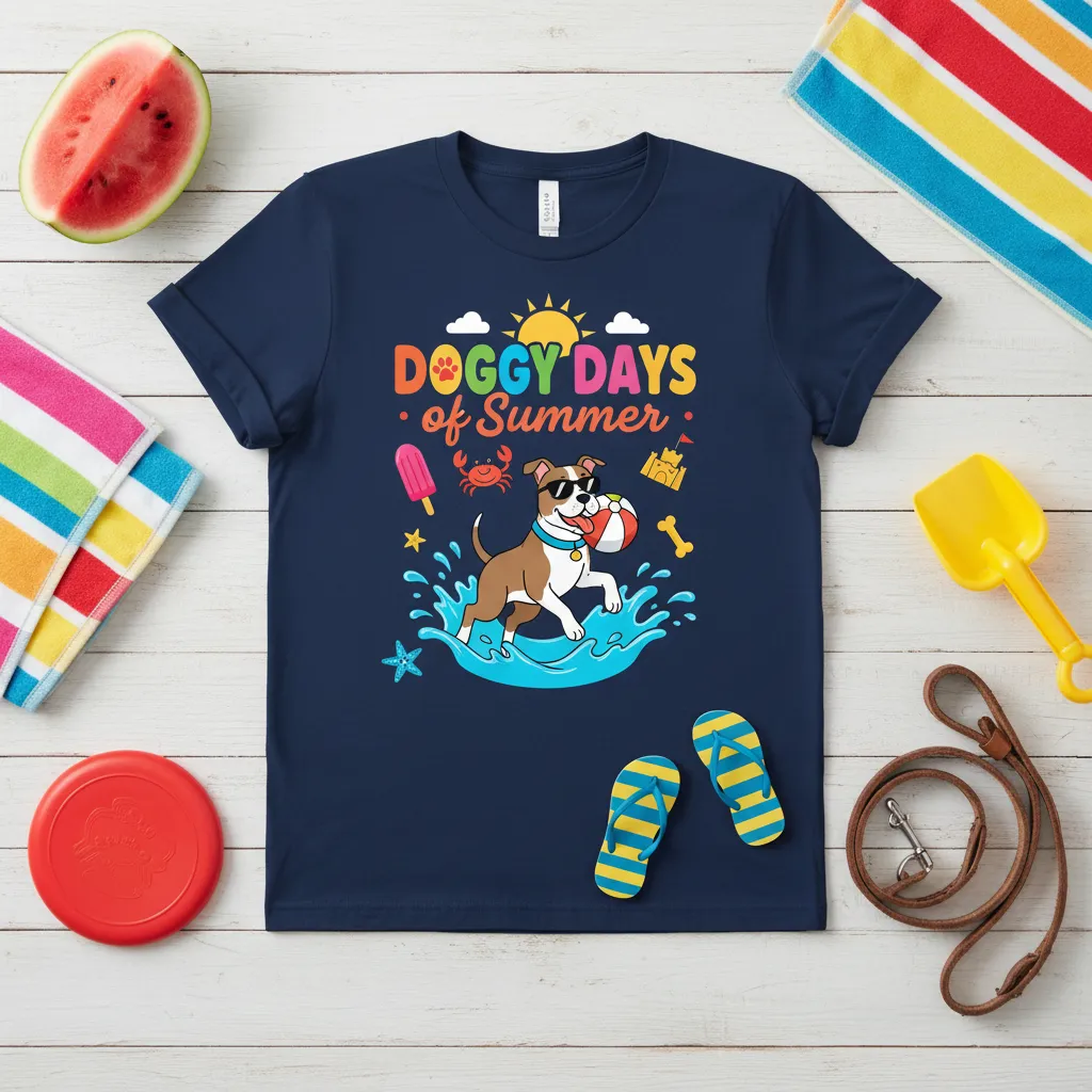 Doggy Days of Summer Dog Lover T-Shirt Fun Beach Gift