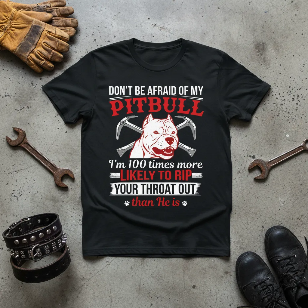 Don’t Be Afraid of My Pitbull Funny Dog Quote T-Shirt