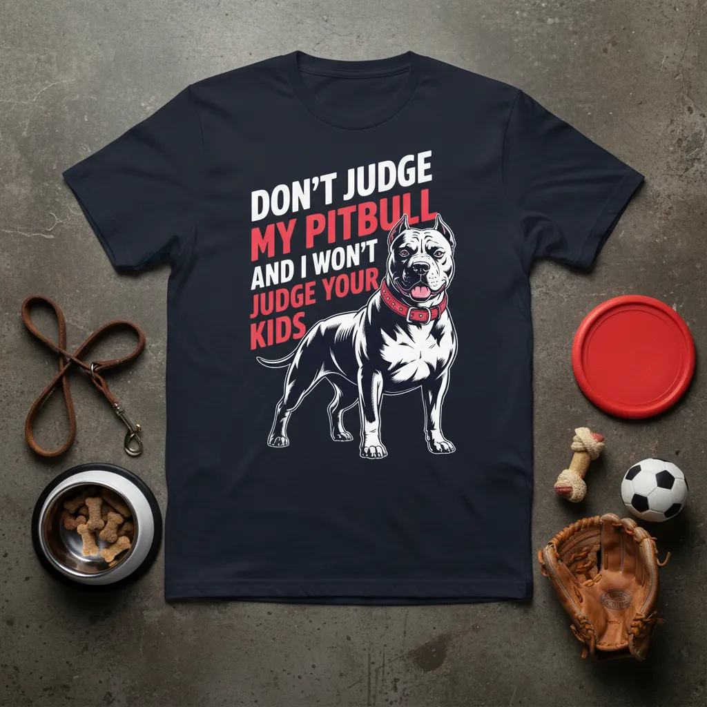 Don’t Judge My Pitbull T-Shirt Funny Dog Lover Gift