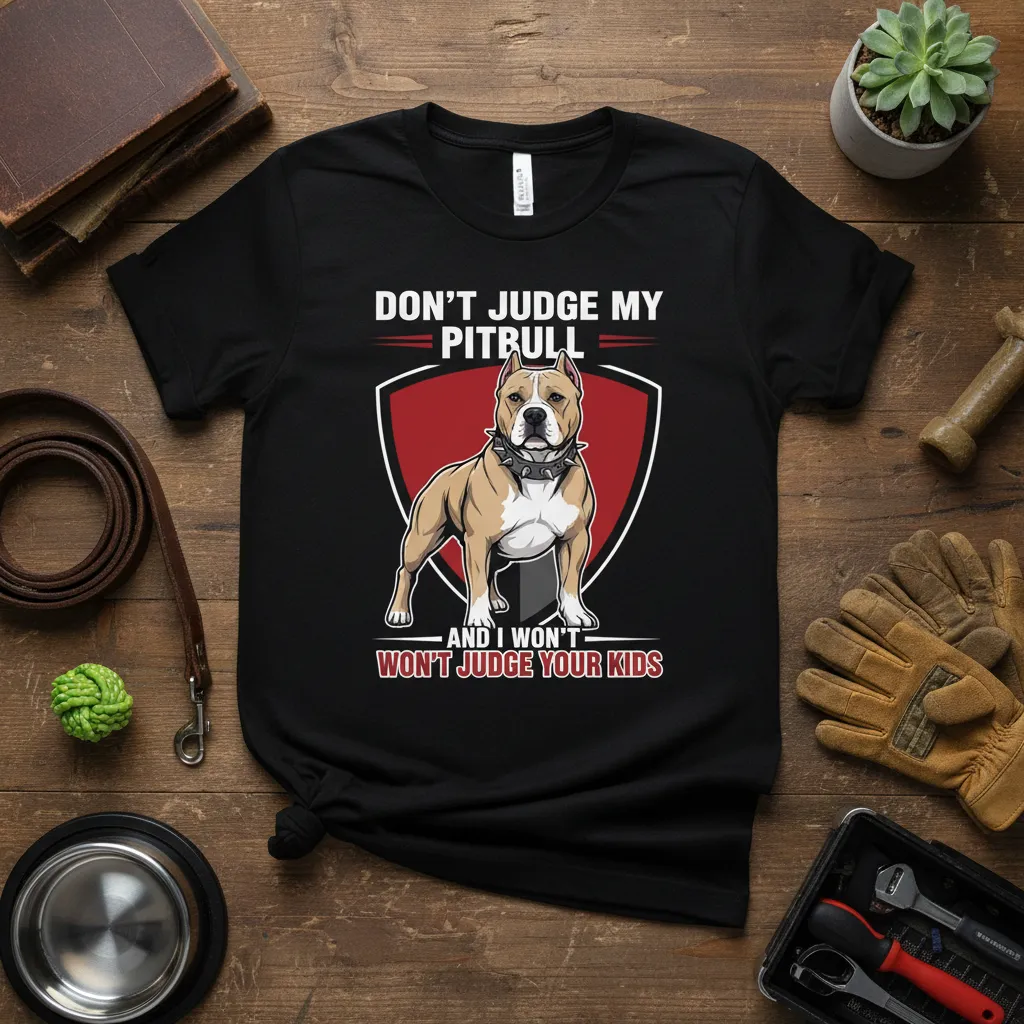 Don’t Judge My Pitbull T-Shirt Funny Dog Owner Gift