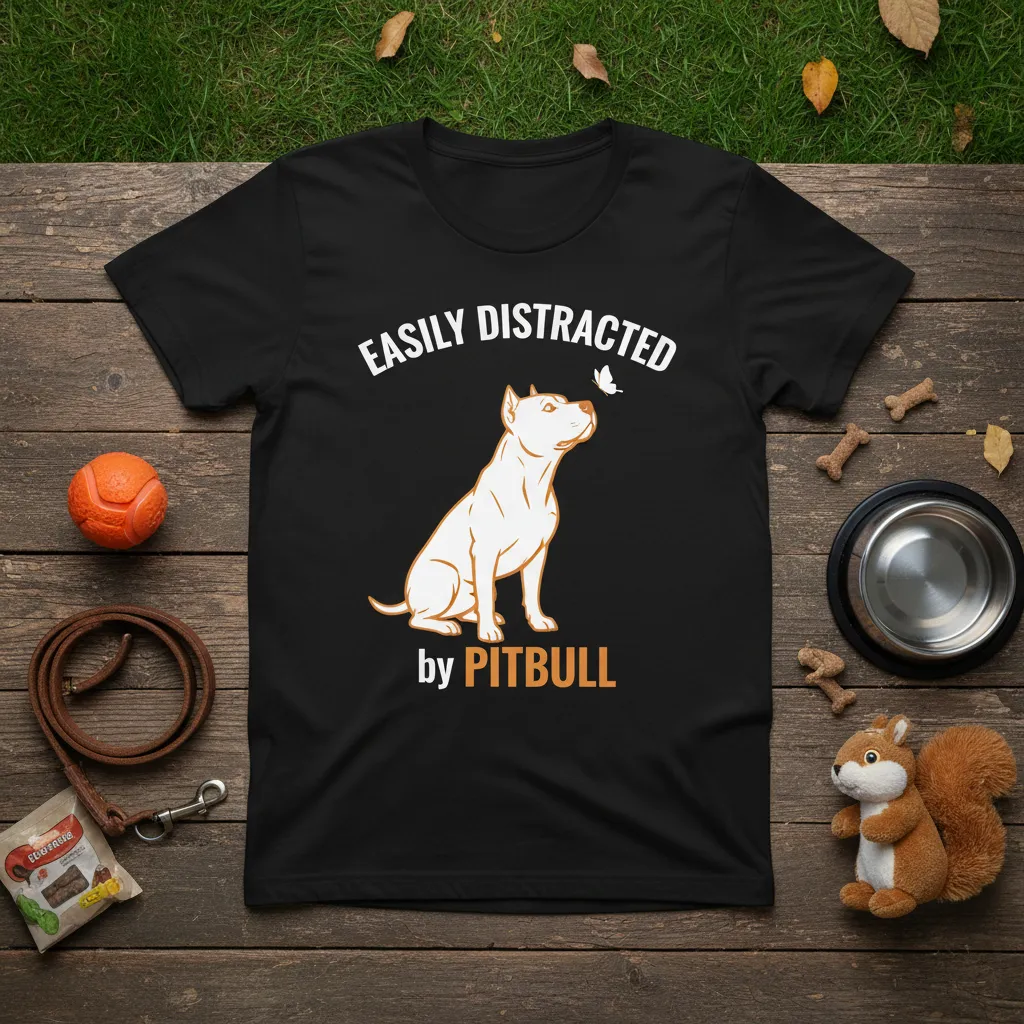 Easily Distracted by Pitbull Dog Lover T-Shirt Gift