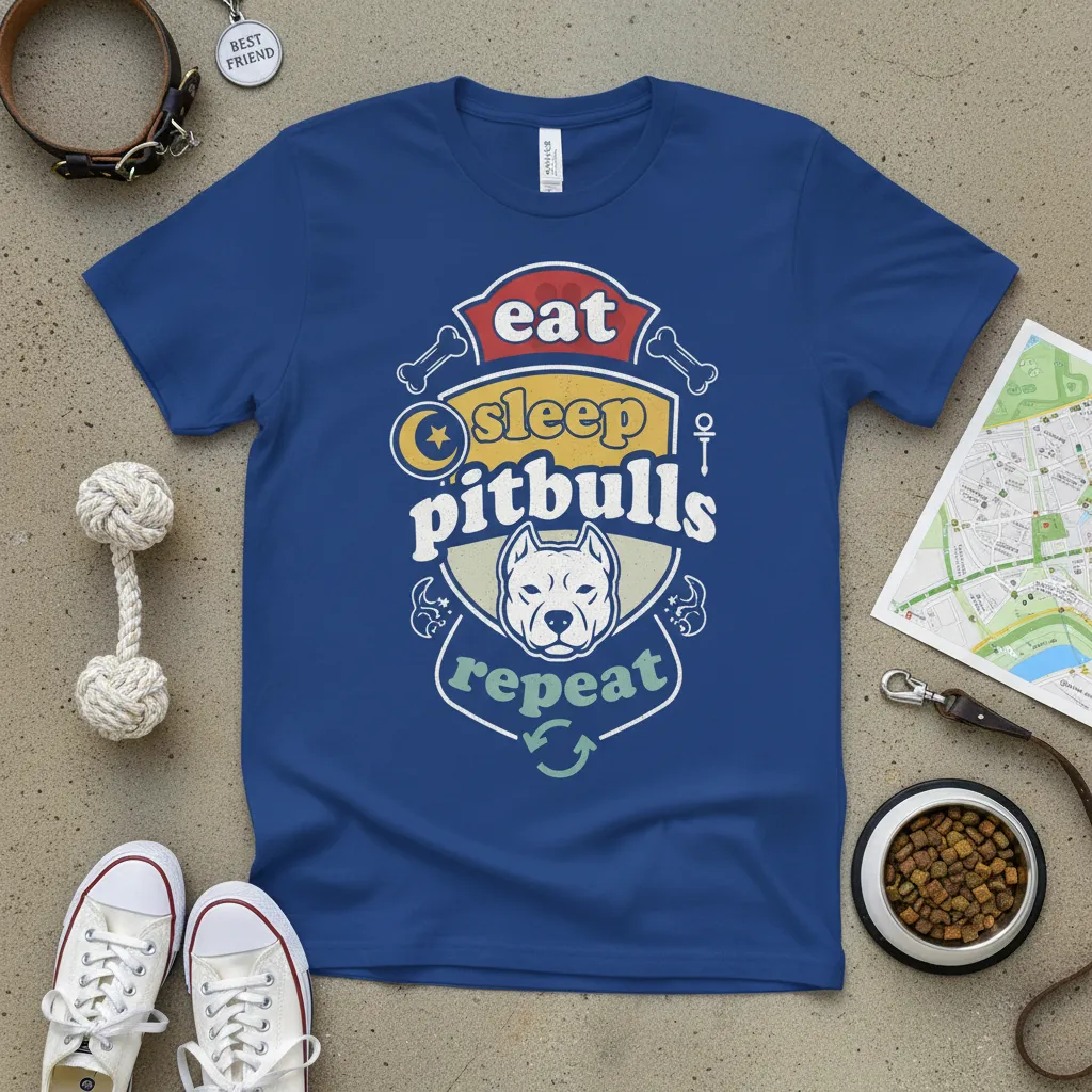 Eat Sleep Pitbulls Repeat T-Shirt Dog Lover Gift