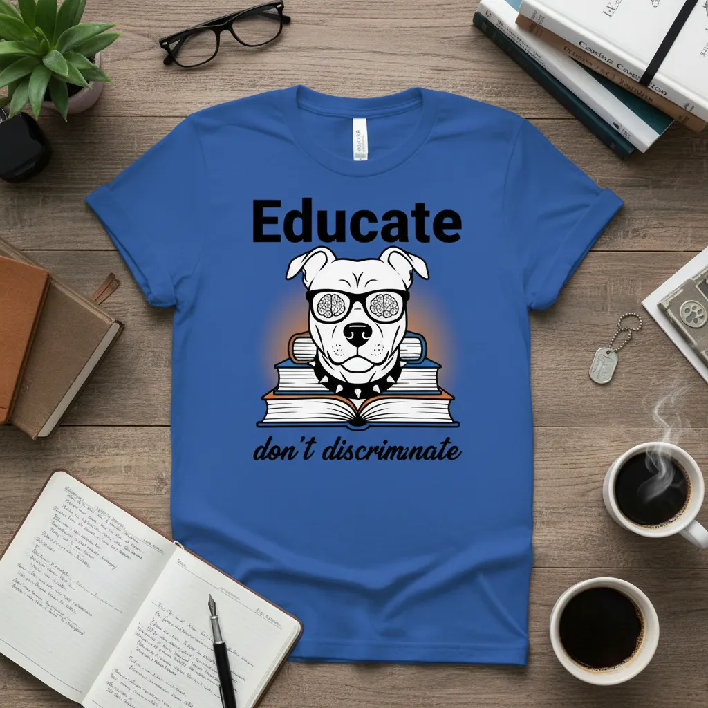 Educate Don’t Discriminate Pitbull T-Shirt Positive Message