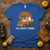 Fall Harvest Hounds t-shirt design with dogs in a truck and autumn leaves