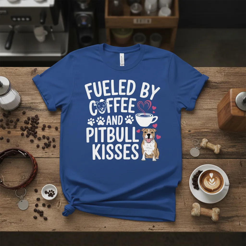 Fueled by Coffee and Pitbull Kisses T-Shirt Gift