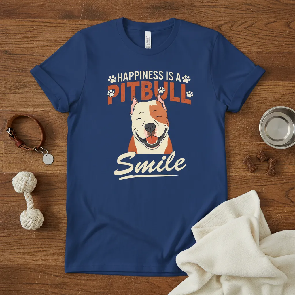 Happiness Is a Pitbull Smile T-Shirt for Dog Lovers