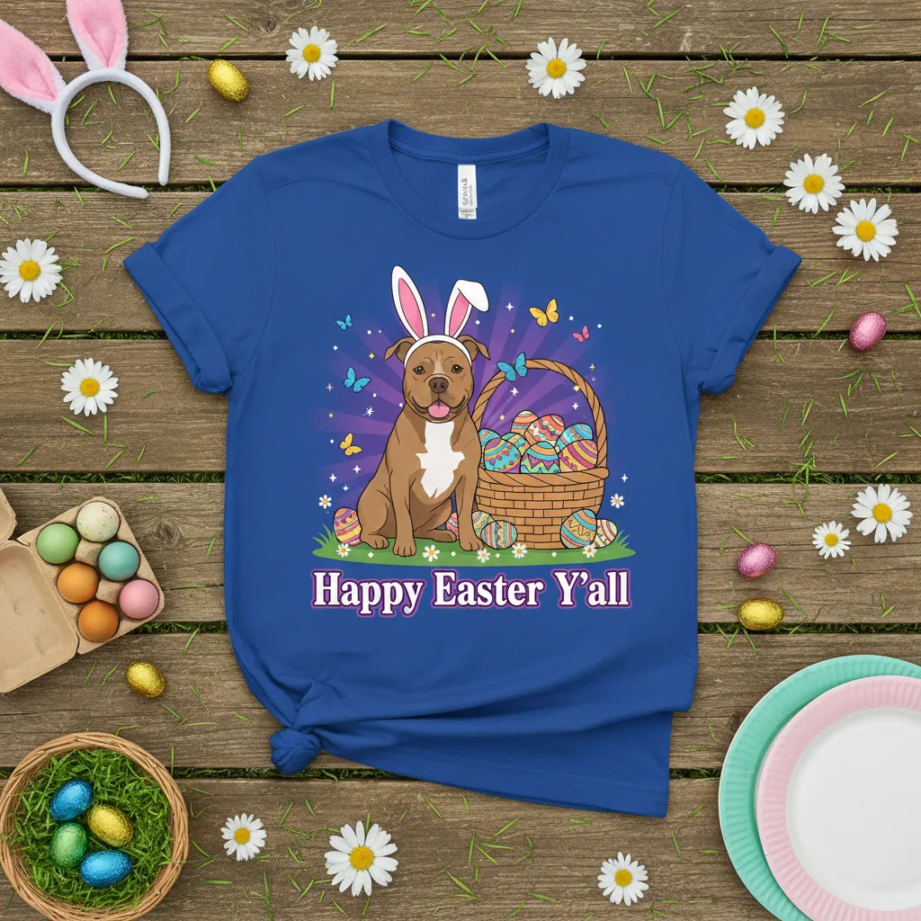 Happy Easter Y’all Pitbull Dog T-Shirt Easter Gift