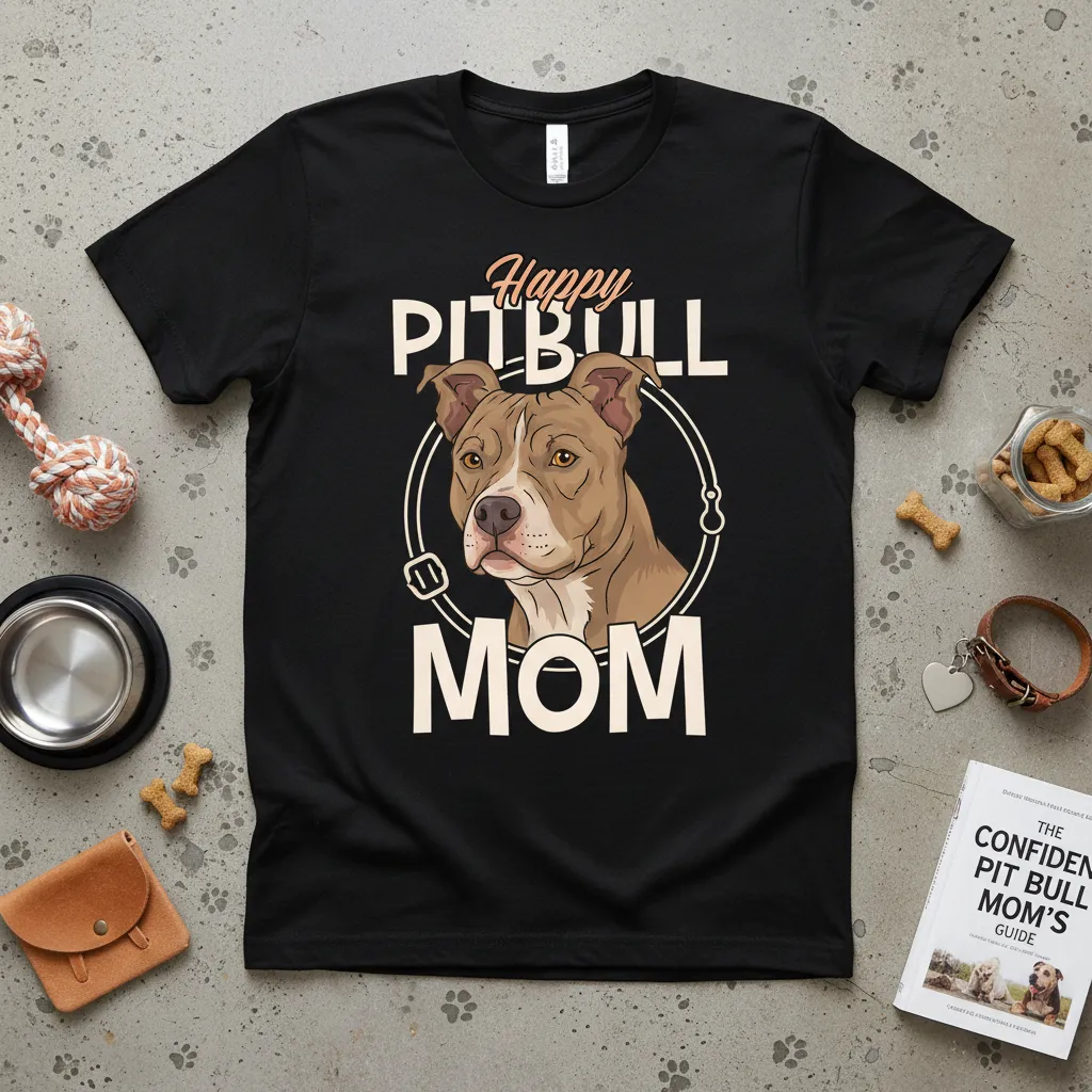 Happy Pitbull Mom T-Shirt Perfect Dog Lover Gift