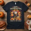 Happy Thanksgiving Gobble Til You Wobble t-shirt with a bulldog in a pilgrim hat and scarf