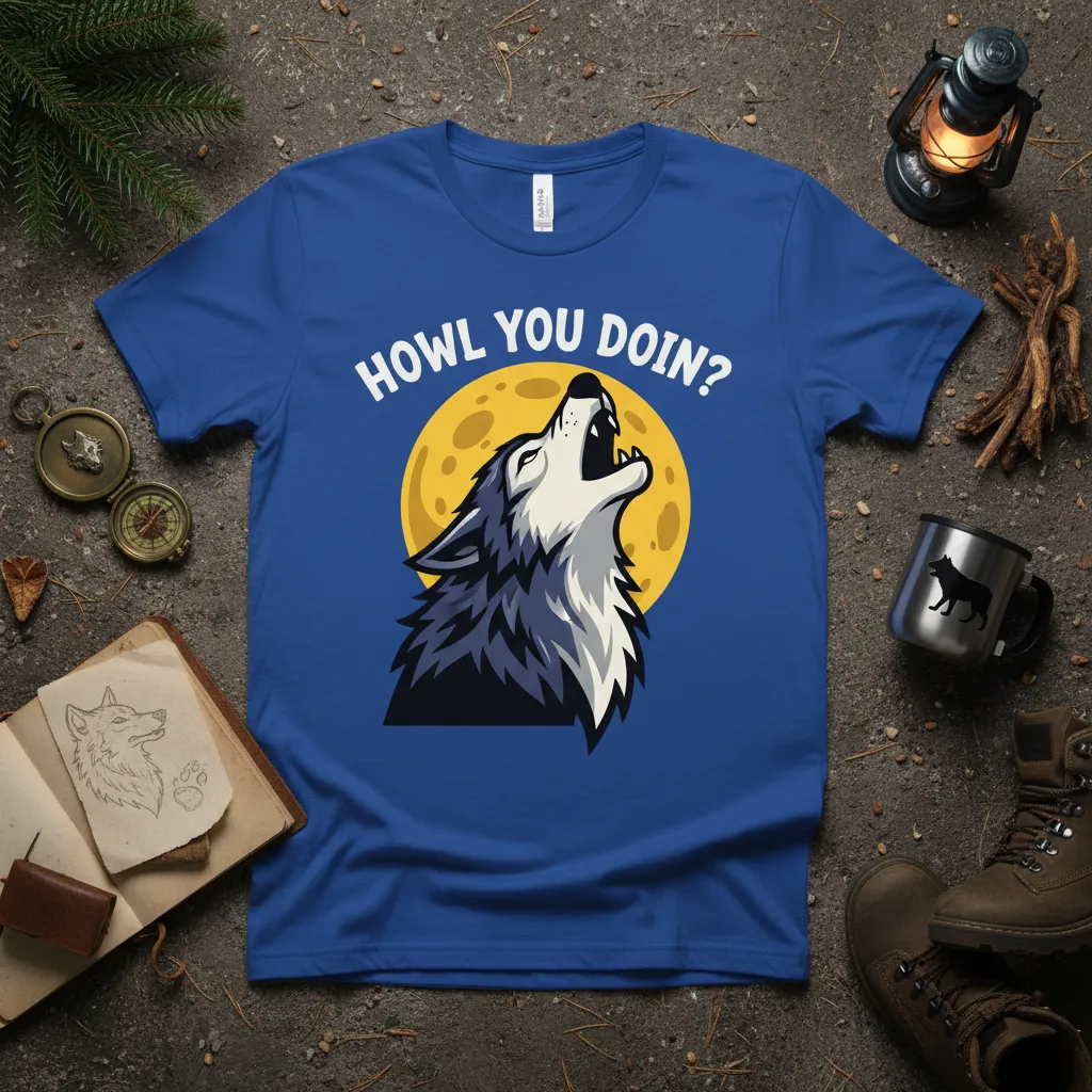 Howl You Doin? Wolf Moon T-Shirt Funny Animal Pun Gift