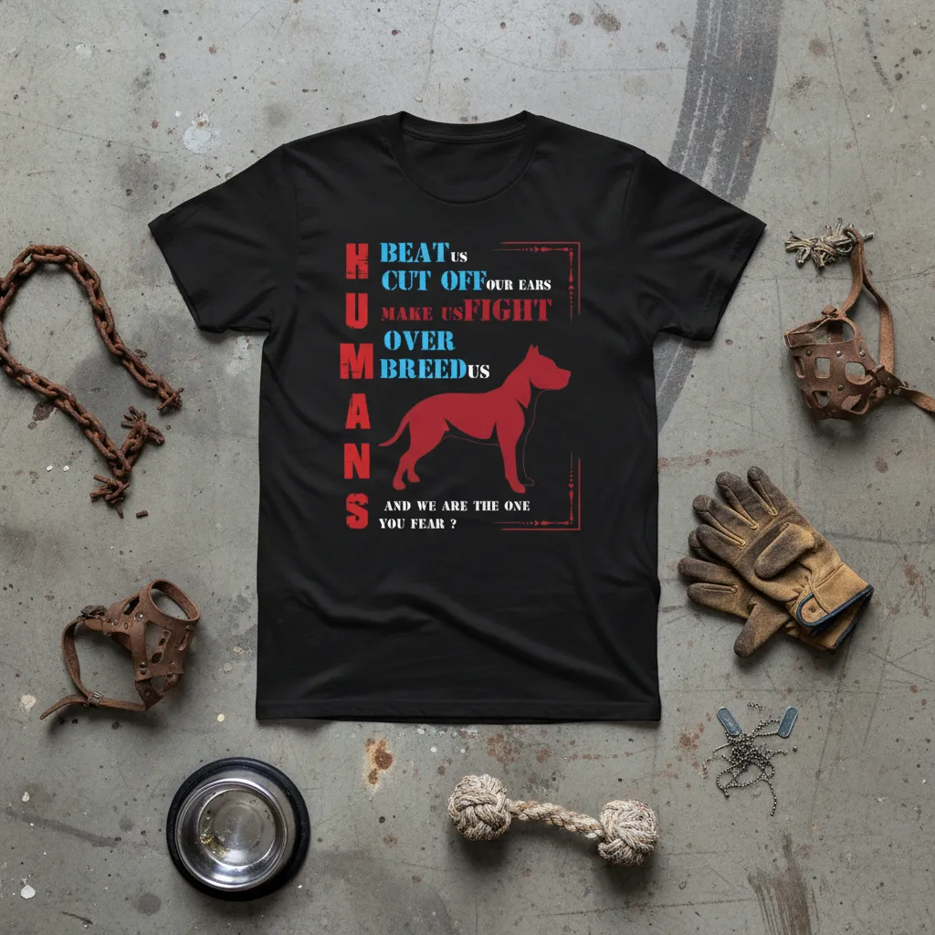 Humans Beat Us Cut Off Our Ears Make Us Fight Over Breed Us T-Shirt
