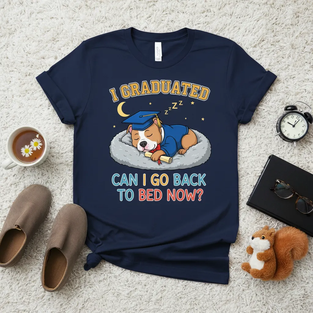 I Graduated Can I Go Back to Bed Now? Dog Graduation Tee