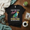 T-shirt with text "I HAVE TWO TITLES Aunt & PITBULL MOM AND I ROCK THEM BOTH" and a colorful pitbull