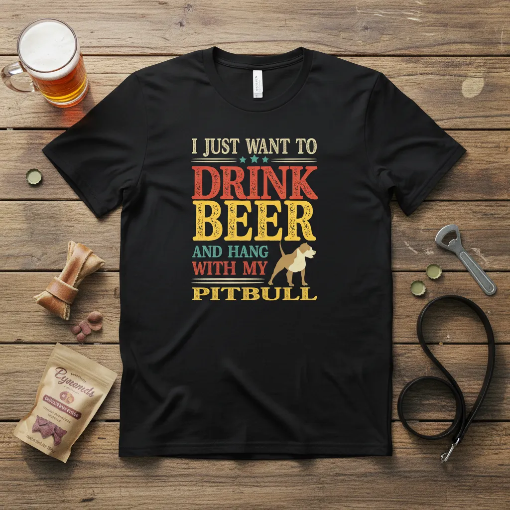 I Just Want to Drink Beer and Hang With My Pitbull T-Shirt