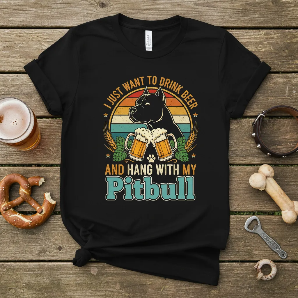 I Just Want to Drink Beer and Hang With My Pitbull T-Shirt